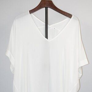 White Sheer Short Sleeve Blouse